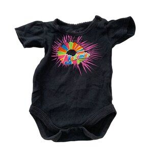 Akademiks Girls Infant Baby 3 6 Months Black Short Sleeve 1 Piece Bodysuit Multi